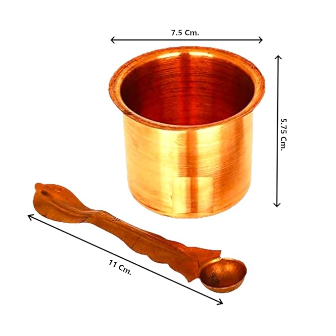 Pure Copper Panchpatra and Achmani Set - Traditional Puja Ritual Vessel with Spoon – Ramshivay - Ramshivay