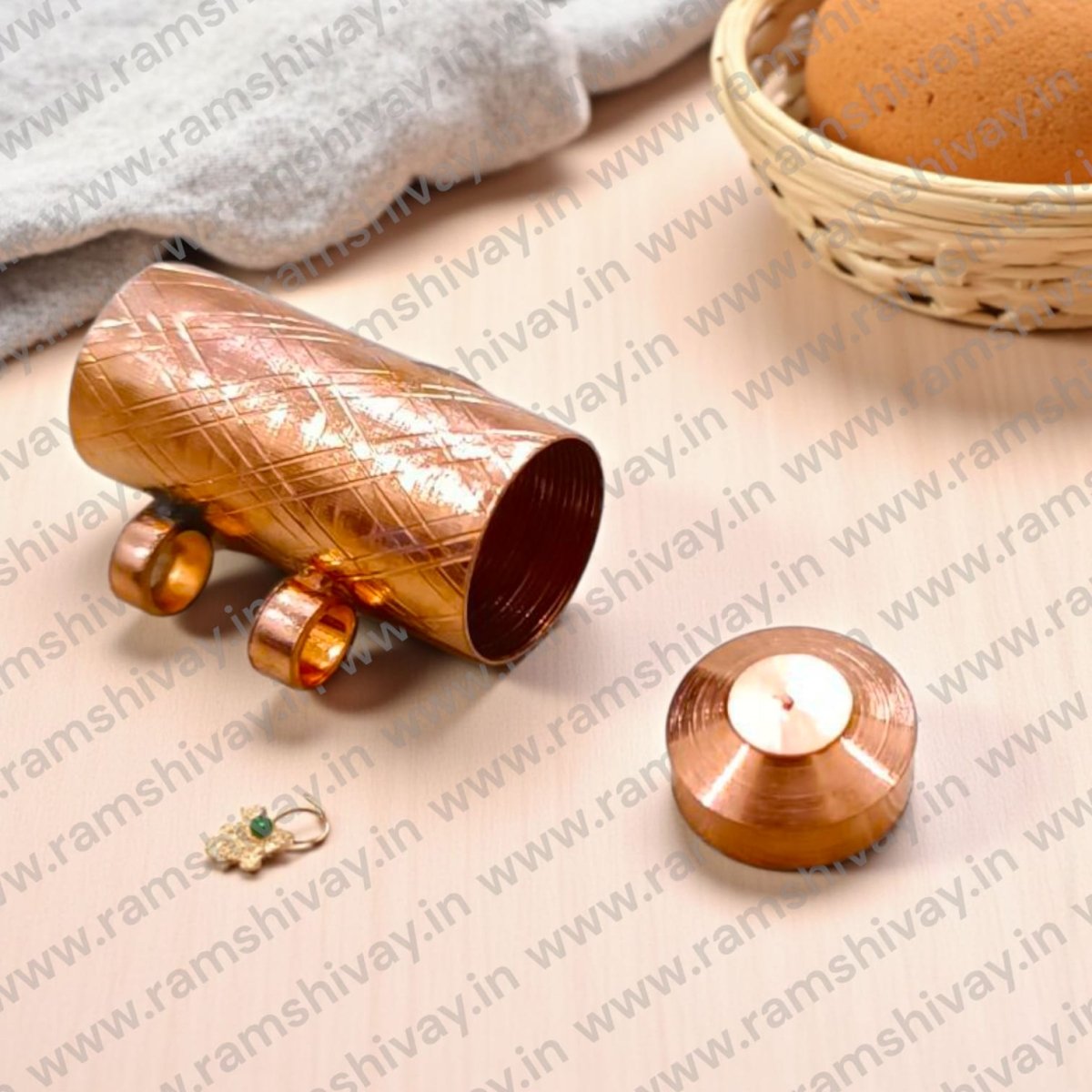Pure Copper Taweez | Dhol Style Tambe Ka Tabiz with Bhojpatra & Thread | Spiritual Protection Amulet – Ramshivay - Ramshivay