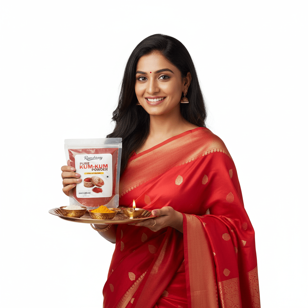 Pure Kumkum Powder/Roli with Pure Turmeric | Sacred Red Tika for Pooja, Tilak & Festivals – Ramshivay - Ramshivay