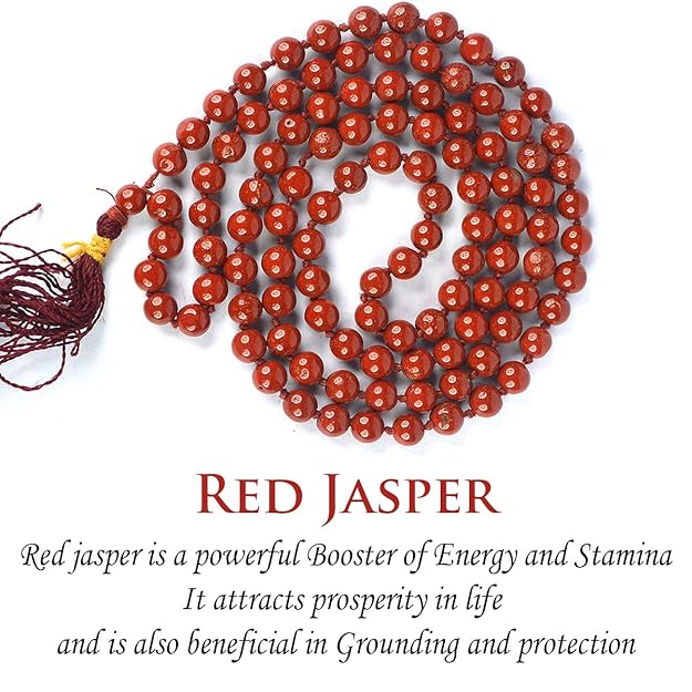 Red Jasper Crystal Japa Mala with 108+1 Beads | Yoga, Meditation & Spiritual Healing – Ramshivay - Ramshivay