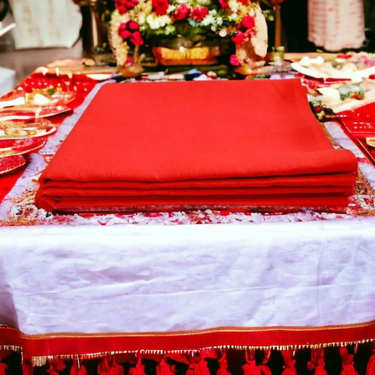 Red Lal Cloth for Puja - 1 Meter 100% Natural Fabric for Hawan – Ramshivay - Ramshivay