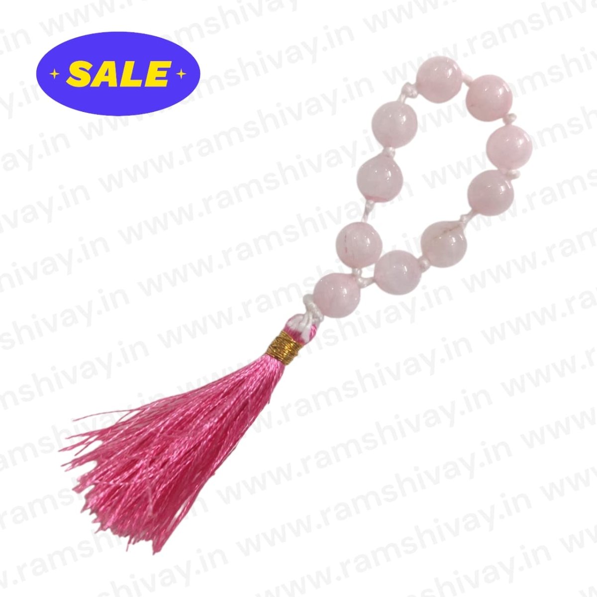 Rose Quartz Finger Mala (9+1 Beads, 8MM) with Lab Certificate | Easy Finger Jaap & Pocket - Friendly Mala – Ramshivay - Ramshivay
