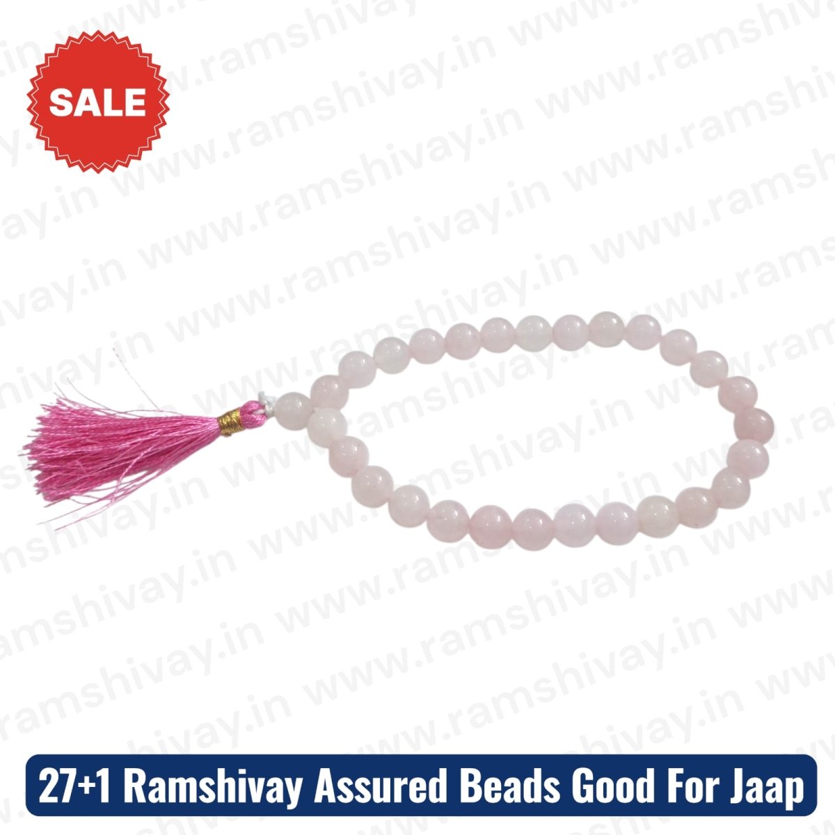 Rose Quartz Mala 27+1 Beads 8MM with Lab Certificate | for Love, Healing & Emotional Balance – Ramshivay - Ramshivay