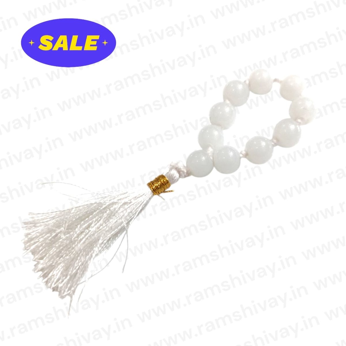 Safed Hakik Finger Mala 9+1 Beads with Lab Certificate | Easy Jaap & Travel - Friendly – Ramshivay - Ramshivay