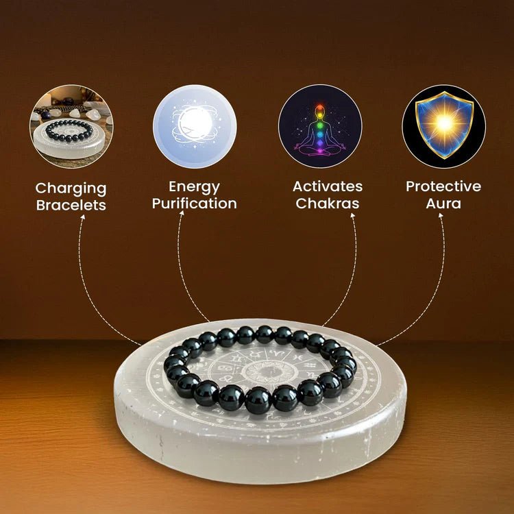 Selenite Charging Plate with Zodiac Sign Engraving for Crystal Cleansing & Reiki – Ramshivay - Ramshivay