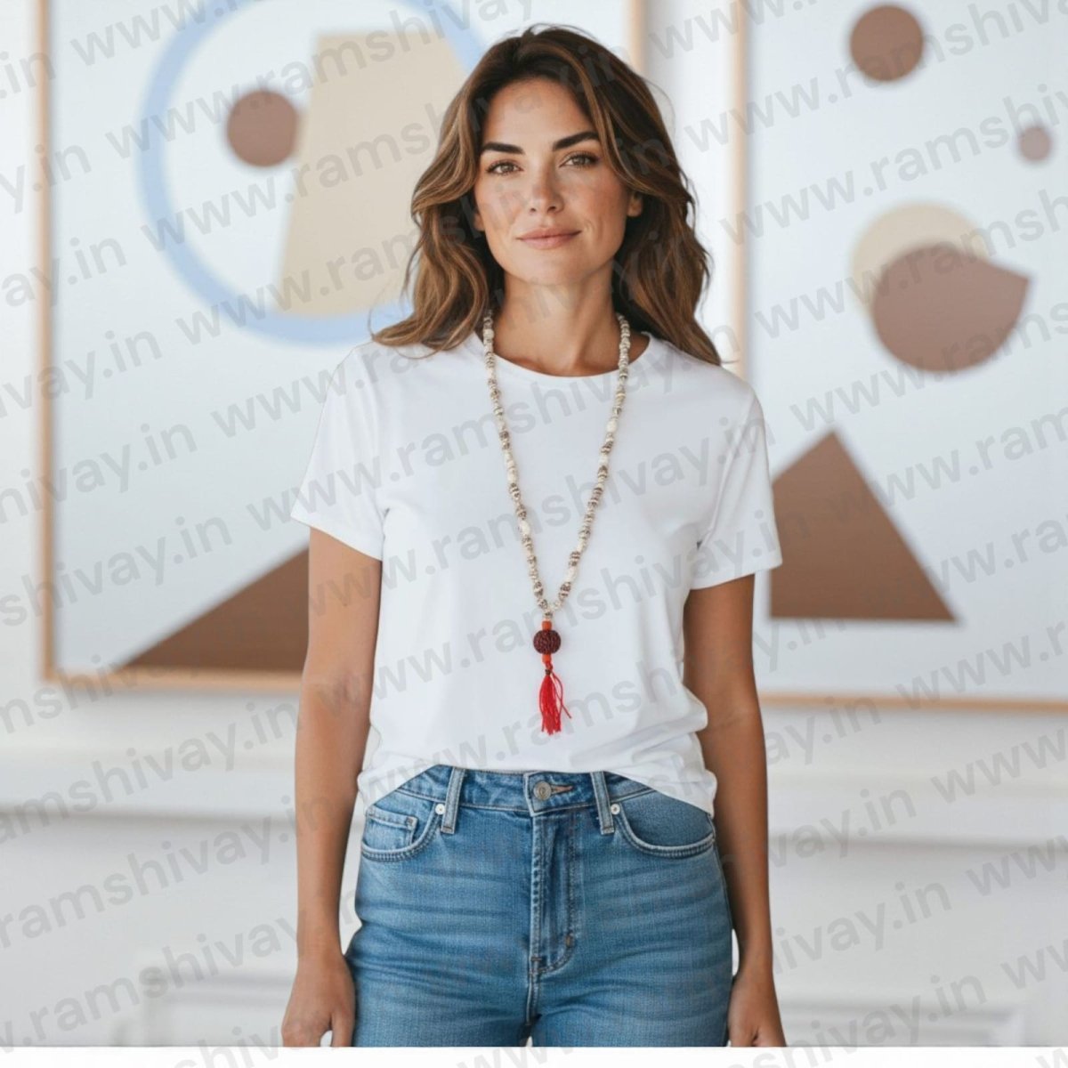 Shankh Mala with 5 Mukhi Rudraksha & Lab Certificate | Natural Conch Beads Mala for Japa & Wearing – Ramshivay - Ramshivay