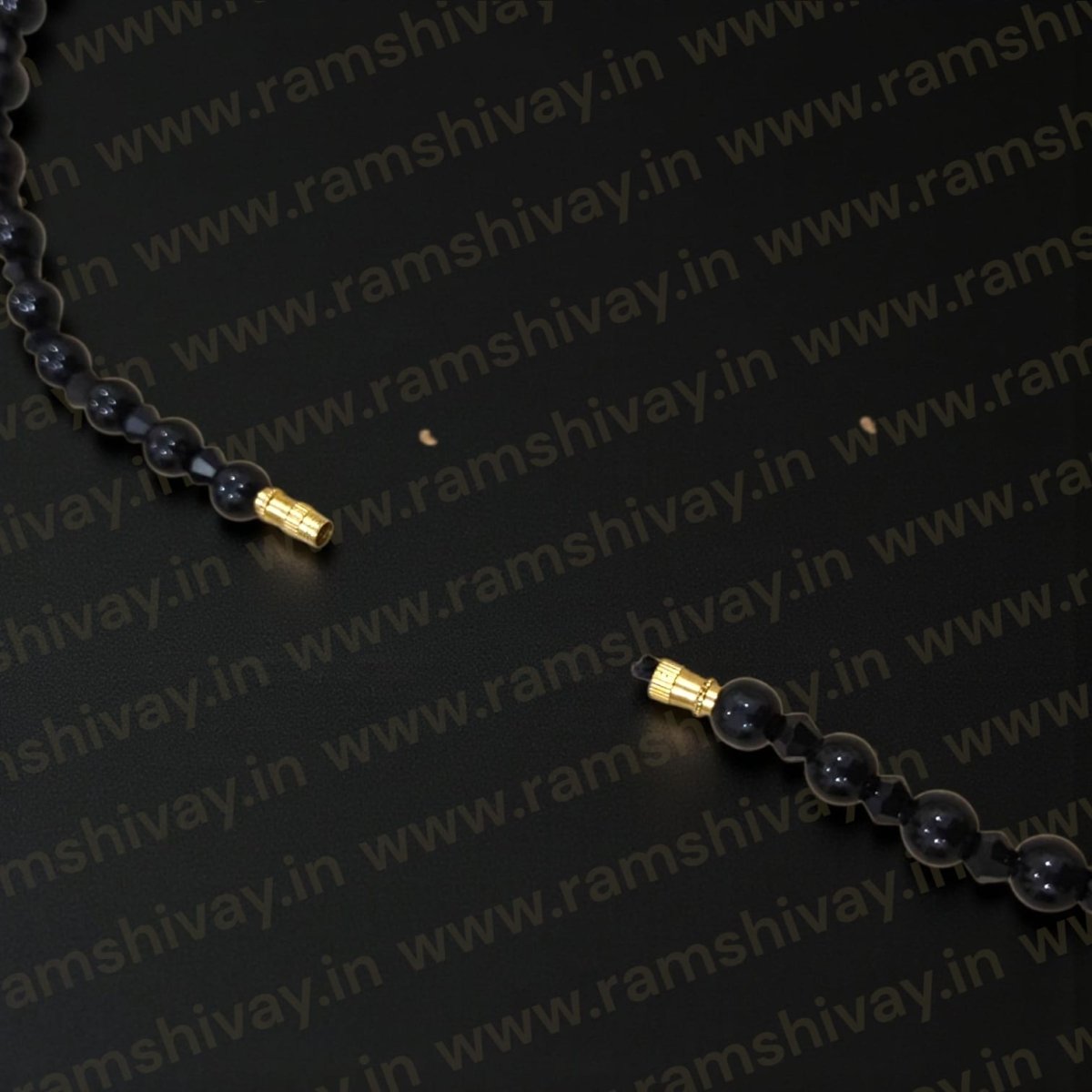 Shukar Dant in Black Agate Mala with C - Shape Wild Boar Teeth & Pure Silver Pendant | Spiritual Healing & Protection – Ramshivay - Ramshivay