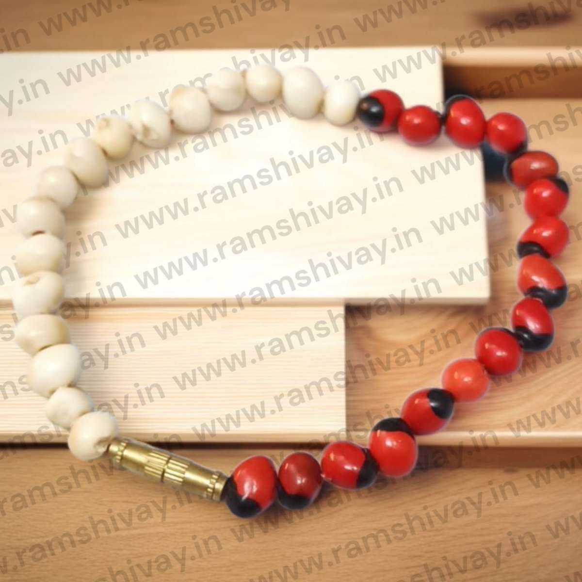 Stylish Chirmi Bracelet (Gunja Bracelet) White & Red Beads with Lab Certificate | For Luck, Prosperity & Protection – Ramshivay - Ramshivay