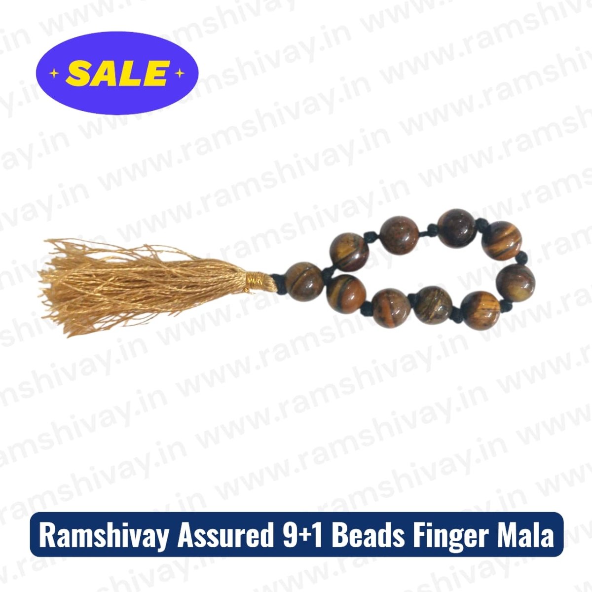 Tiger Eye Finger Mala 9+1 Beads 8MM Lab Certified | Portable Spiritual Beads for Jaap - Ramshivay - Ramshivay