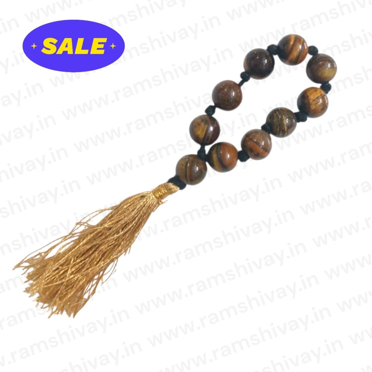 Tiger Eye Finger Mala 9+1 Beads 8MM Lab Certified | Portable Spiritual Beads for Jaap - Ramshivay - Ramshivay