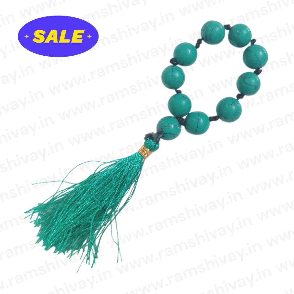 Turquoise Finger Mala 9+1 Beads with Lab Certificate | Easy Jaap & Travel - Friendly – Ramshivay - Ramshivay