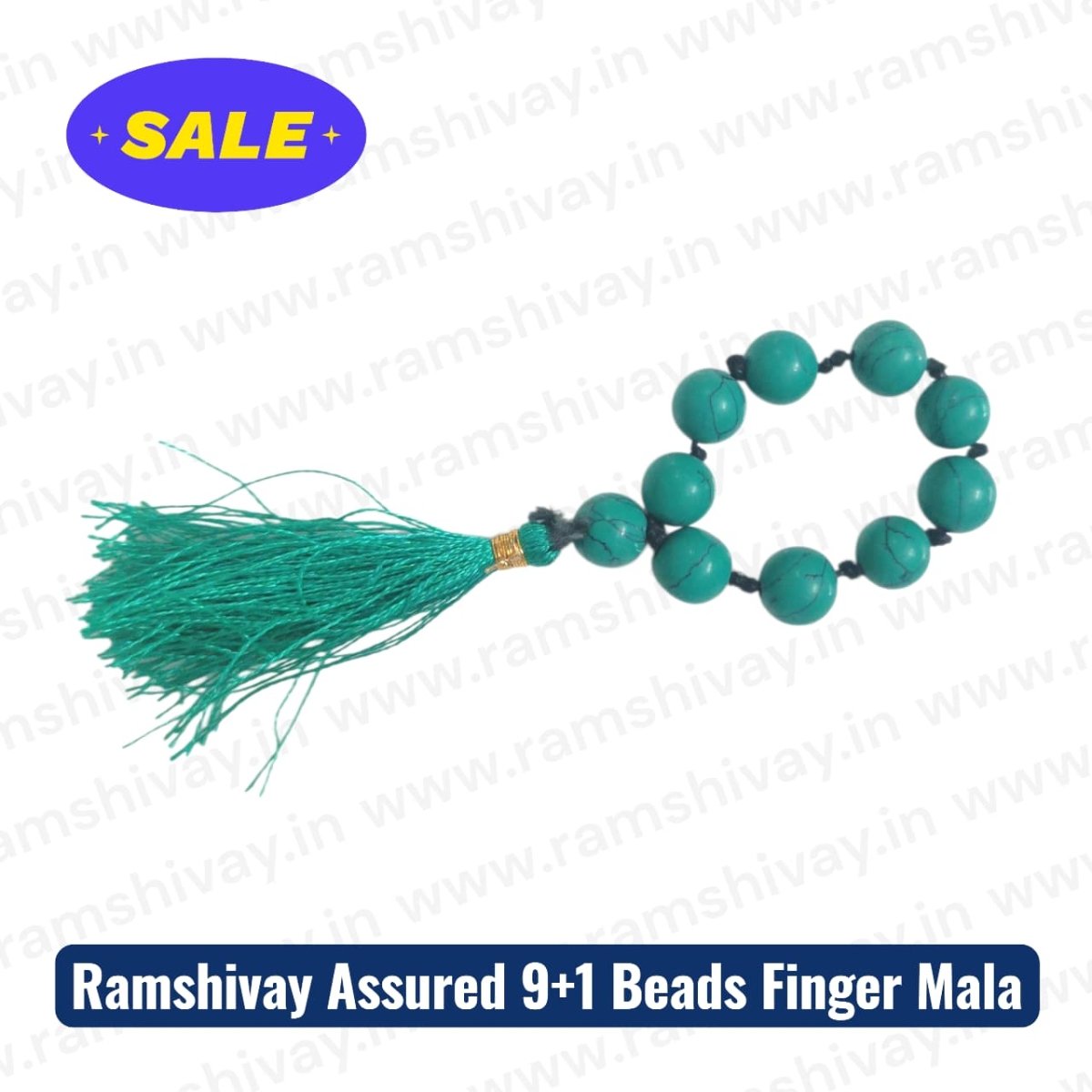 Turquoise Finger Mala 9+1 Beads with Lab Certificate | Easy Jaap & Travel - Friendly – Ramshivay - Ramshivay