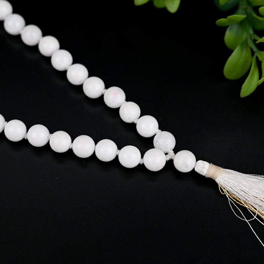 White Agate Mala (Hakik) 6MM with Lab Certificate | 108+1 Beads for Jap & Spiritual Use – Ramshivay - Ramshivay
