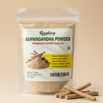 Ashwagandha Root Powder 250g Jaivik Bharat Certified for Stress – Ramshivay