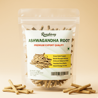 Ashwagandha Root Whole 250g Jaivik Bharat Certified for Stress – Ramshivay