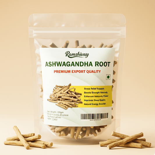 Ashwagandha Root Whole (250 g) with Jaivik Bharat Certification | Helps Reduce Anxiety & Stress – Ramshivay - Ramshivay
