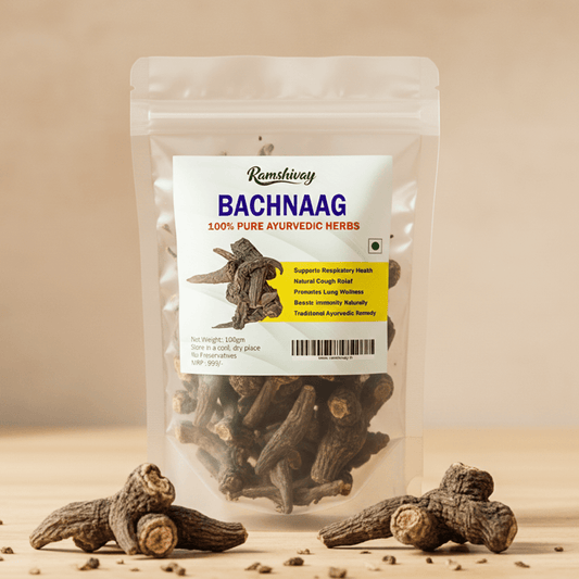 Bachnag 100g (Aconitum Ferox) with Premium Purity | For Remedies, Digestion Support & Vashikaran Tilak Use – Ramshivay - Ramshivay