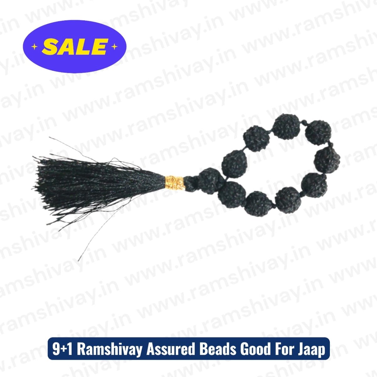 Black Rudraksha Finger Mala - 9+1 Beads with Lab Certificate | Compact Jaap & Travel Friendly – Ramshivay - Ramshivay