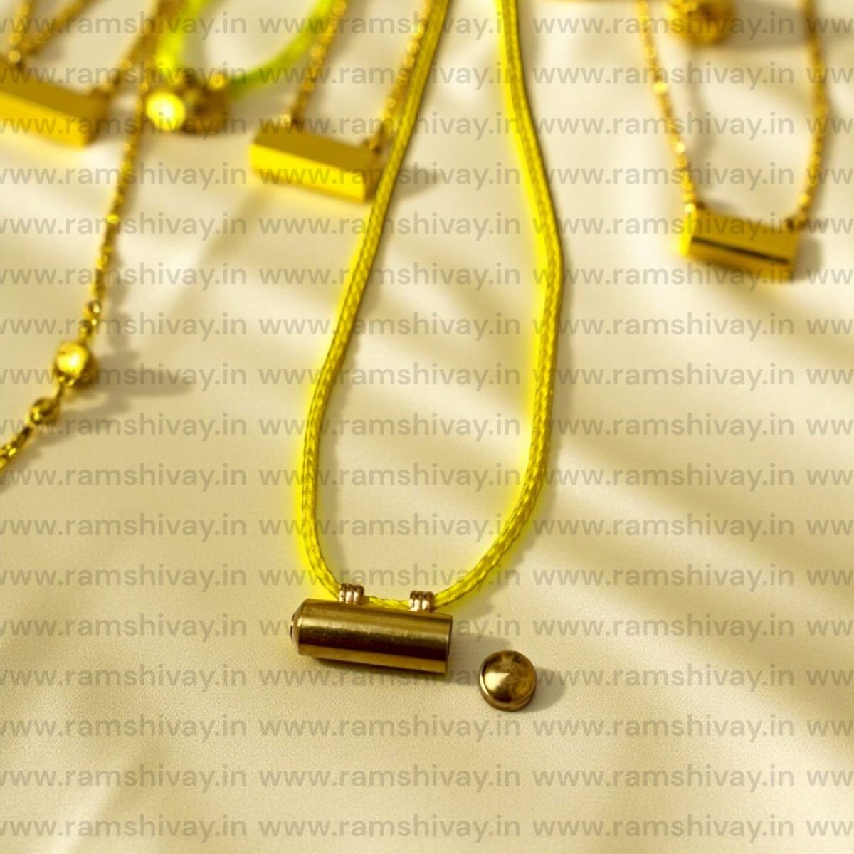 Golden Metal Taweez with Rich Design & Screw Lock | Spiritual Safeguard Amulet – Ramshivay - Ramshivay