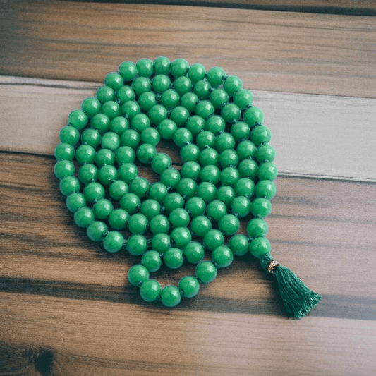 Green Agate Mala 8MM with Lab Certificate | 108+1 Beads for Positivity & Emotional Balance – Ramshivay - Ramshivay