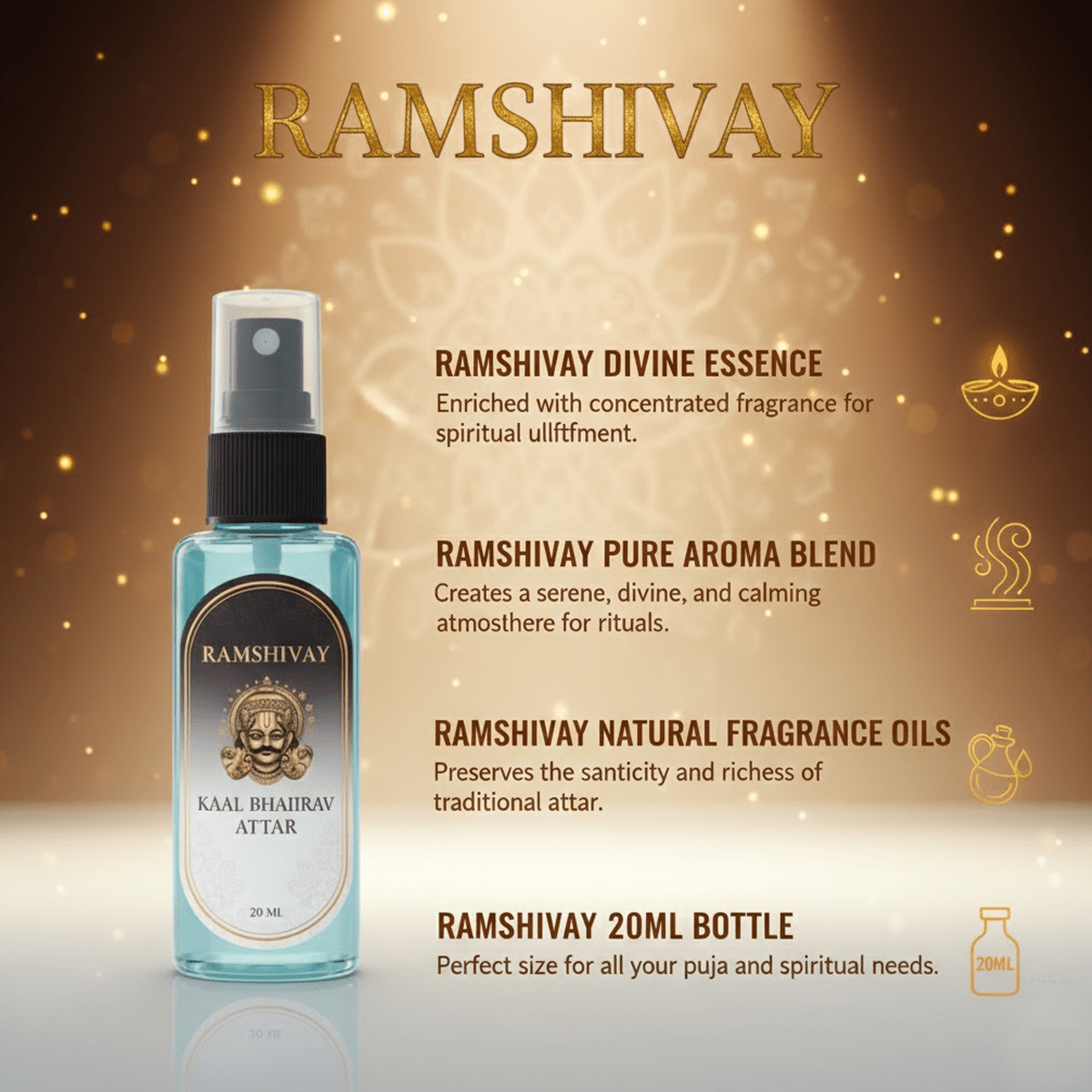 Kaal Bhairav Ji Spray Attar - 20ml (Pack of 5) Floral Fragrance for Puja – Ramshivay - Ramshivay