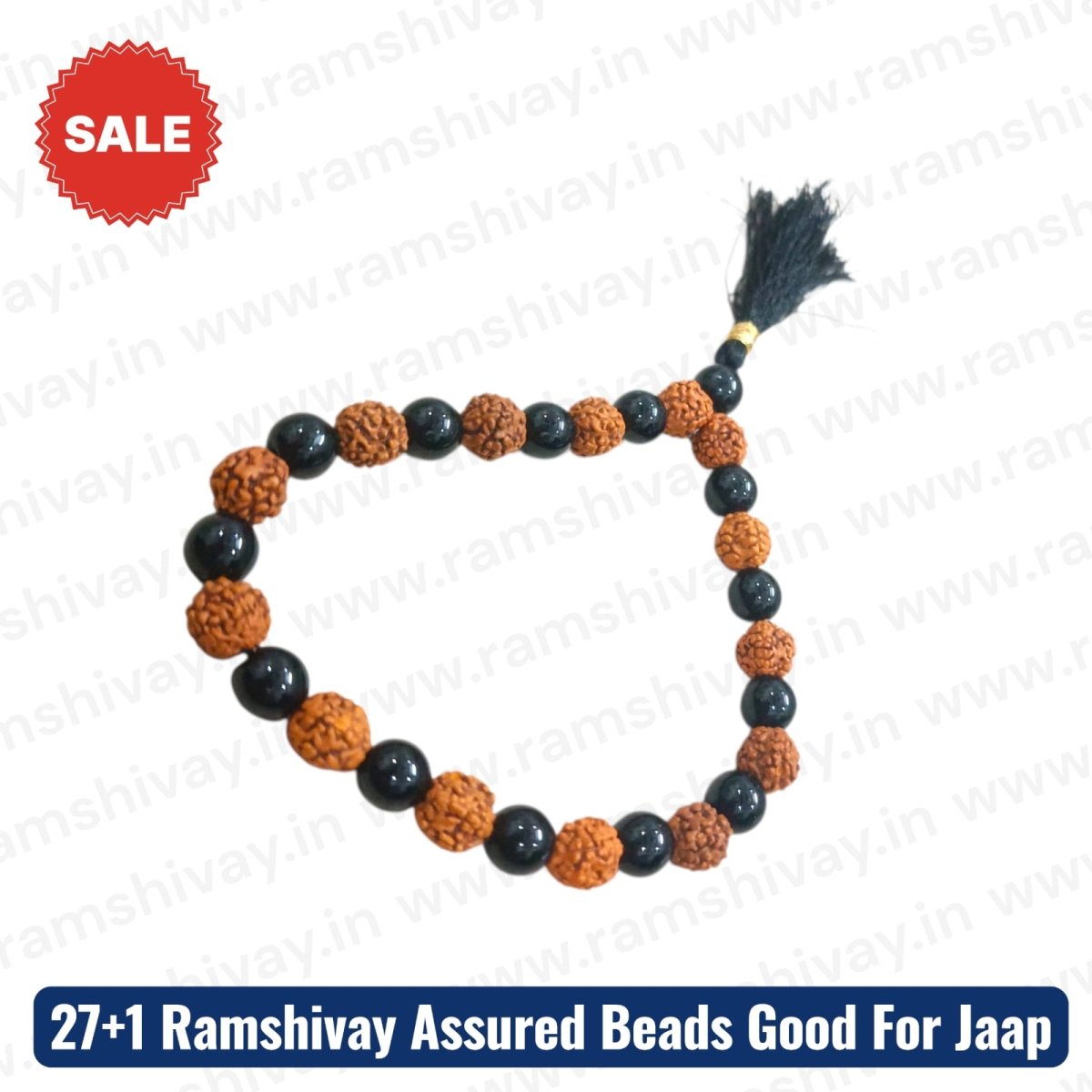 Karungali Rudraksha Mala 8MM with Lab Certificate | 27+1 Beads for Strength, Focus & Spiritual Growth – Ramshivay - Ramshivay