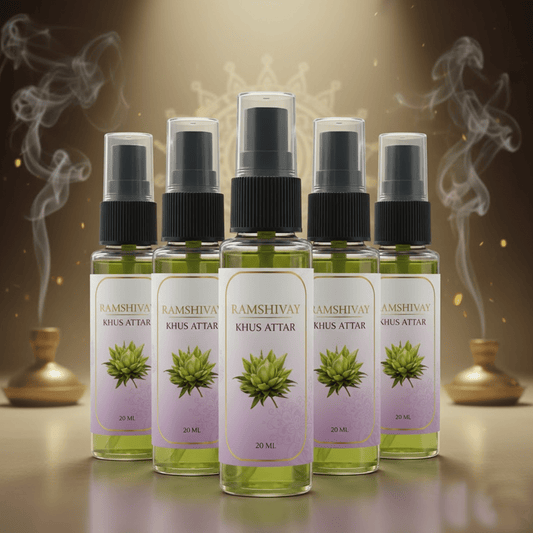 Khus Spray Attar - 20ml (Pack of 5) Earthy Floral Fragrance for Puja – Ramshivay - Ramshivay