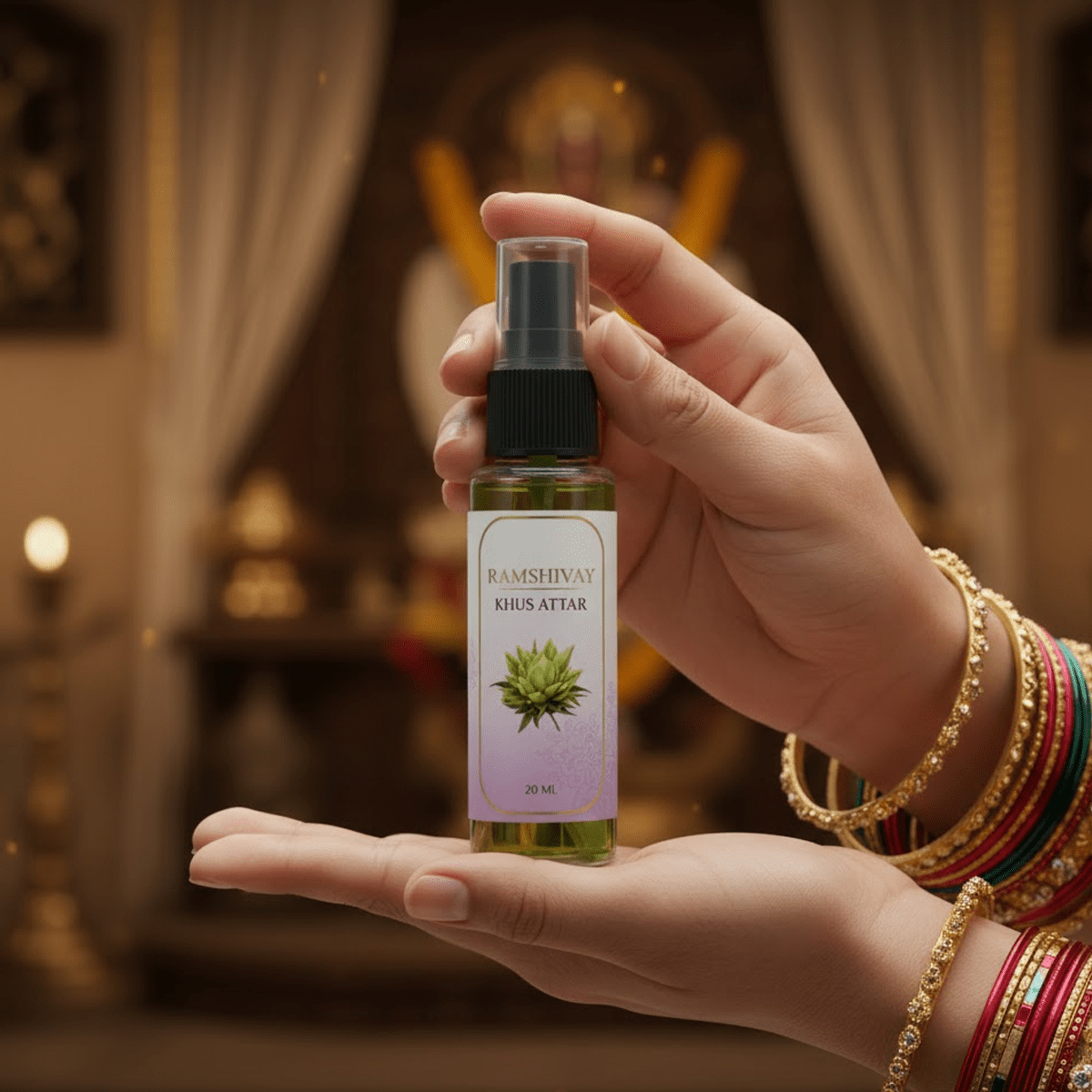 Khus Spray Attar - 20ml (Pack of 5) Earthy Floral Fragrance for Puja – Ramshivay - Ramshivay