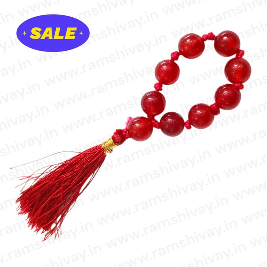 Lal Hakik Finger Mala 9+1 Beads with Lab Certificate | Pocket - Friendly Jaap Mala – Ramshivay - Ramshivay