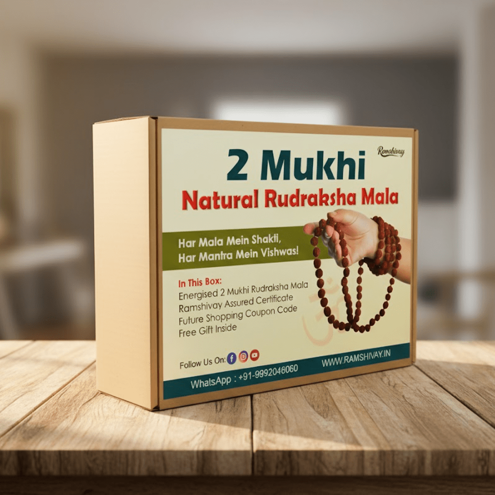 Natural 2 Mukhi Rudraksha Mala 108+1 Beads with Lab Certificate | Unity & Emotional Balance – Ramshivay - Ramshivay