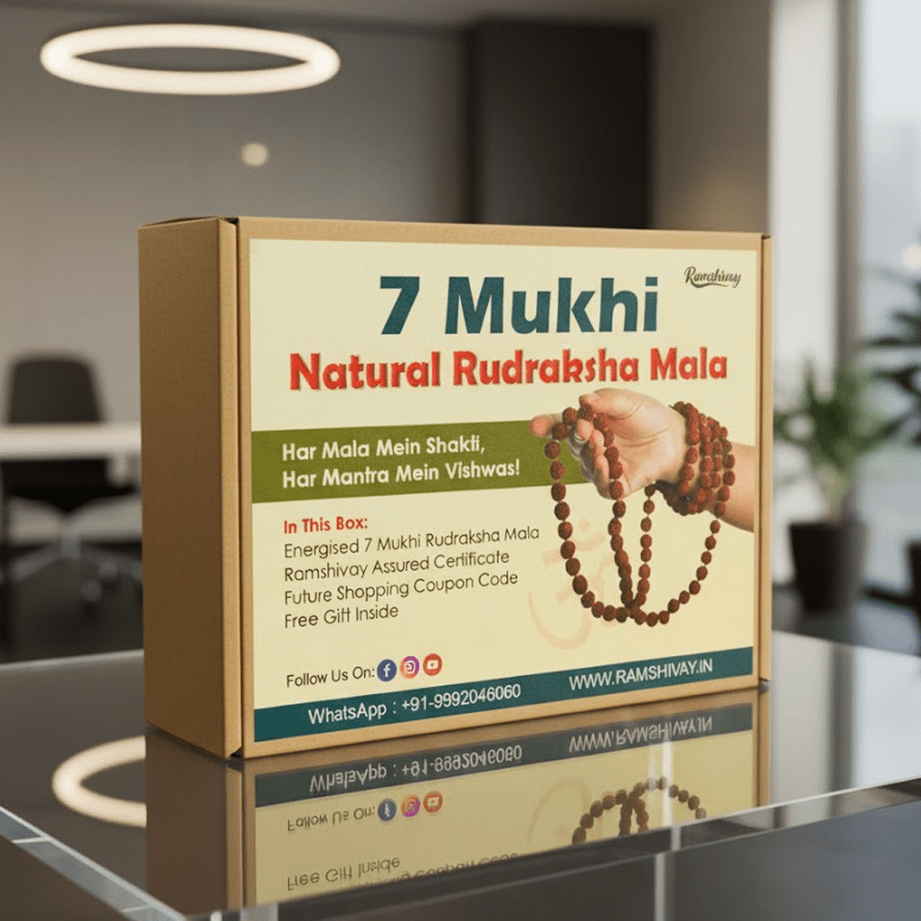 Natural 7 Mukhi Rudraksha Mala 108+1 Beads with Lab Certificate | 7 Faces Rudraksha Mala for Daily Jaap & Wearing – Ramshivay - Ramshivay