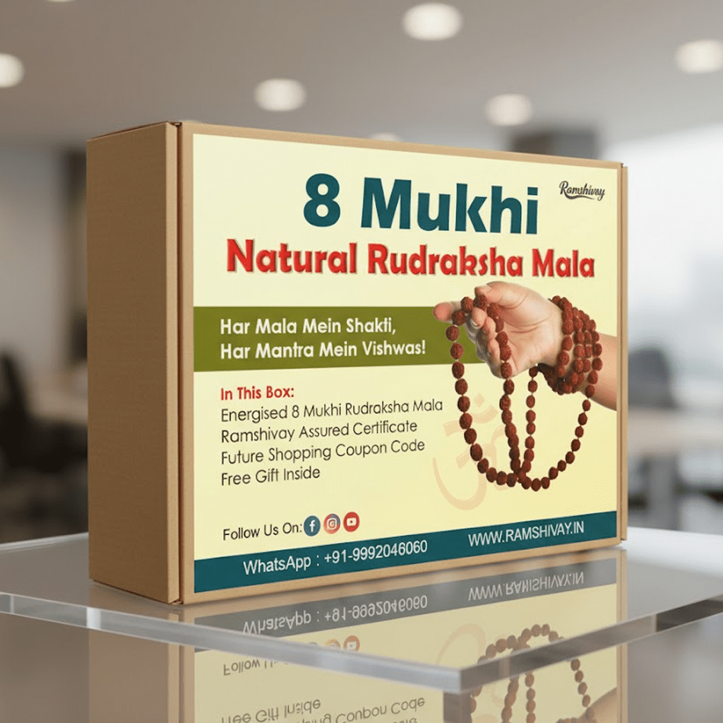 Natural 8 Mukhi Rudraksha Mala 108+1 Beads with Lab Certificate | 8 Faces Rudraksha Mala for Daily Jaap & Wearing – Ramshivay - Ramshivay