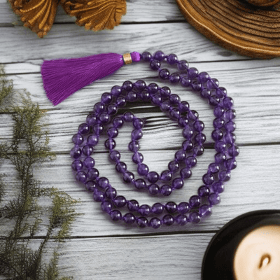 Natural Amethyst Mala 108+1 Beads 8MM with Lab Certificate Jamunia – Ramshivay