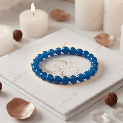 Natural Blue Agate (Hakik) Bracelet with Lab Certificate for Protection – Ramshivay