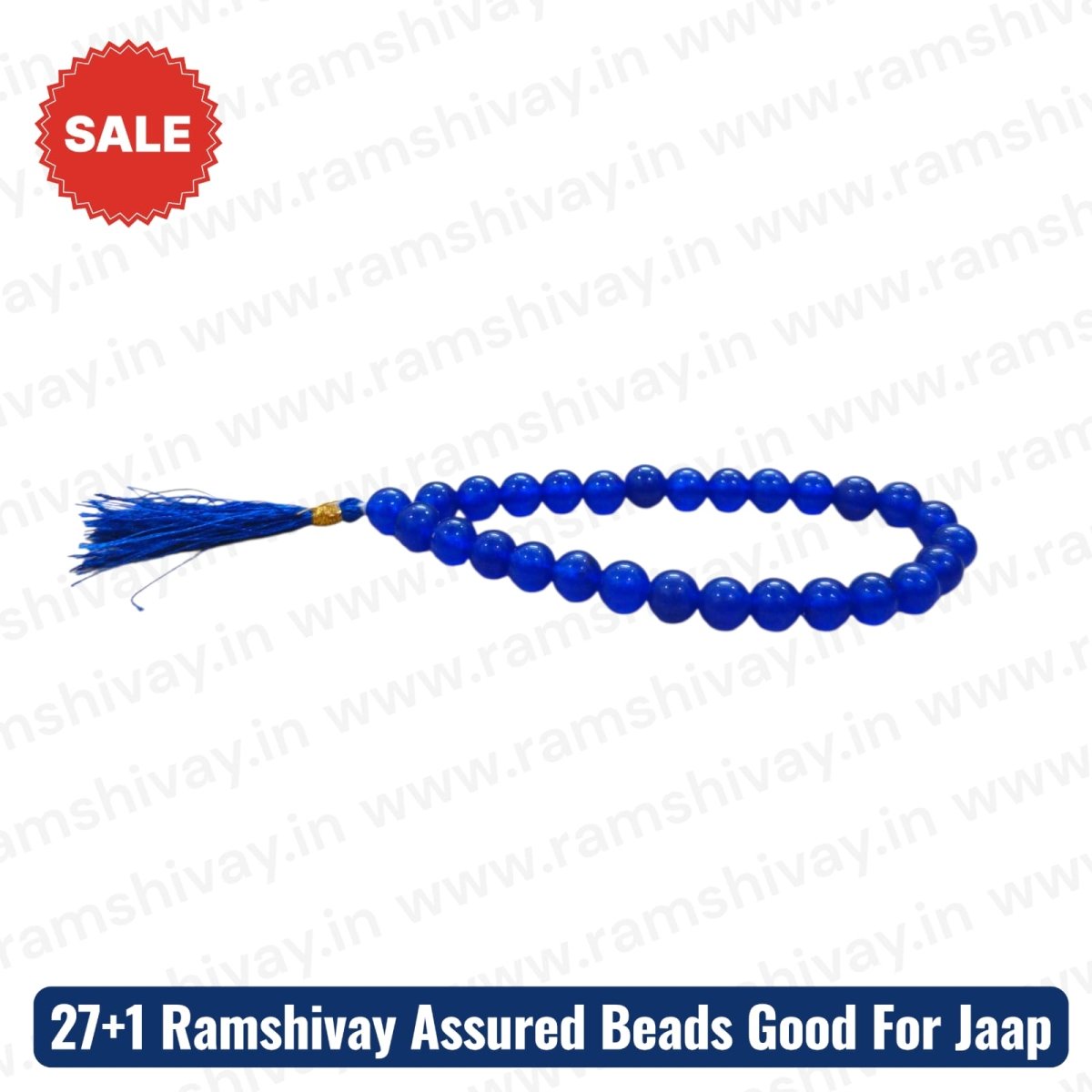 Natural Blue Agate Mala 27+1 Beads with Lab Certificate | 8mm Neeli Hakik Mala for Jaap & Wearing – Ramshivay - Ramshivay