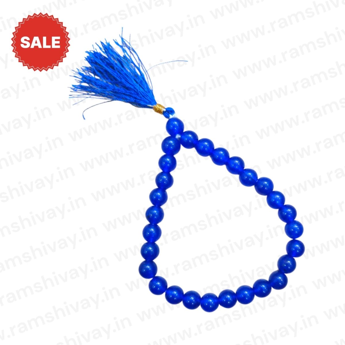 Natural Blue Agate Mala 27+1 Beads with Lab Certificate | 8mm Neeli Hakik Mala for Jaap & Wearing – Ramshivay - Ramshivay
