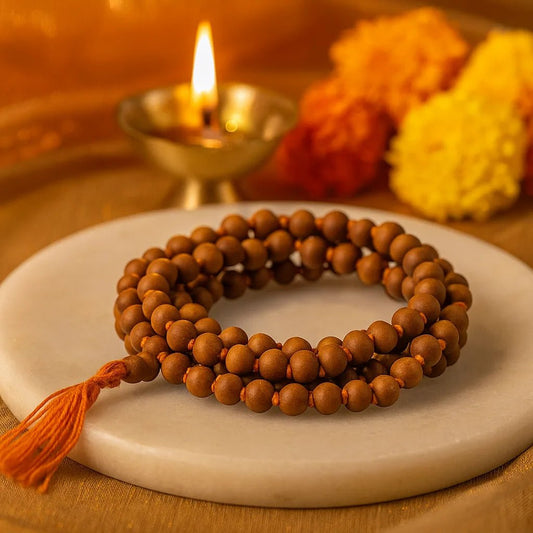 Natural Chandan Mala 108+1 Beads with Lab Certificate | 8mm for Jaap & Wearing – Ramshivay - Ramshivay