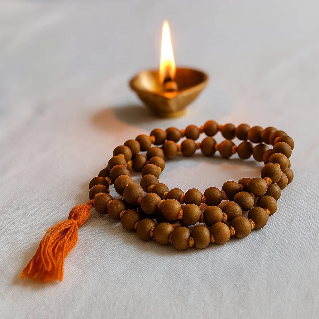 Natural Chandan Mala 108+1 Beads with Lab Certificate | 8mm for Jaap & Wearing – Ramshivay - Ramshivay