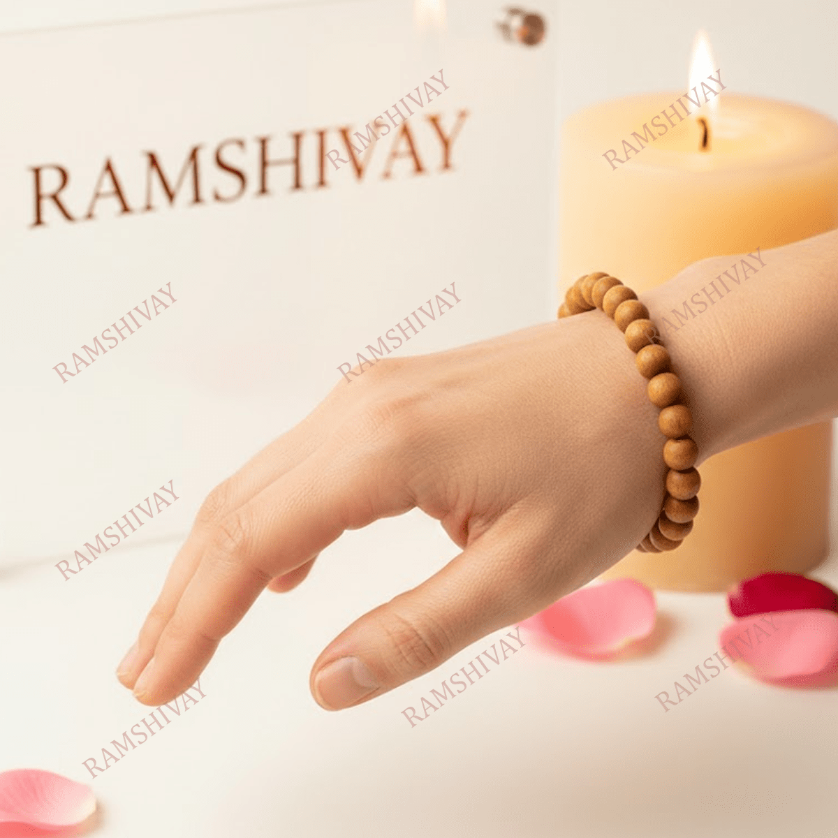 Natural Chandan Wood Bracelet (8mm) with Lab Certificate for Calming & Peace – Ramshivay - Ramshivay