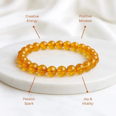 Natural Citrine Bracelet (8mm) with Lab Certificate for Wealth & Prosperity – Ramshivay