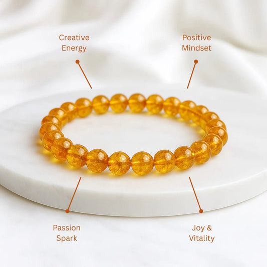 Natural Citrine Bracelet (8mm) with Lab Certificate for Wealth & Prosperity – Ramshivay - Ramshivay