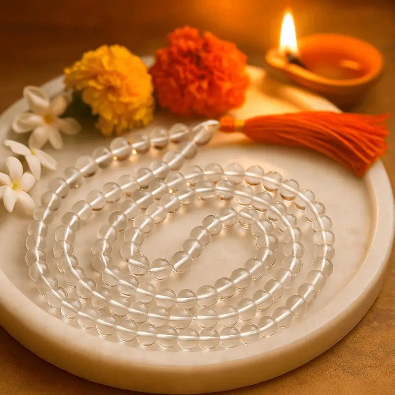 Natural Crystal Mala 8MM with Lab Certificate | AAA Quality Jap Mala for Daily Jaap – Ramshivay - Ramshivay