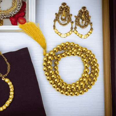 Natural Golden Pyrite Mala 108+1 Beads 8mm with Lab Certificate – Ramshivay