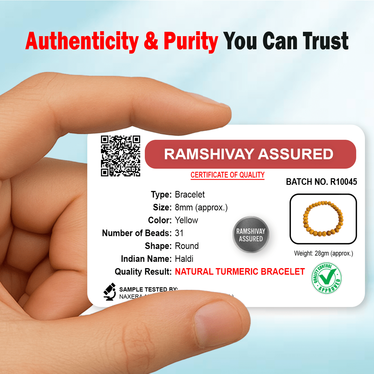 Natural Haldi Bracelet with Lab Certificate | Spiritual Protection for Men & Women – Ramshivay - Ramshivay