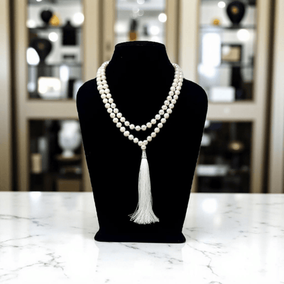 Natural Pearl Mala 108+1 Beads 8MM with Lab Certificate Moti Mala – Ramshivay