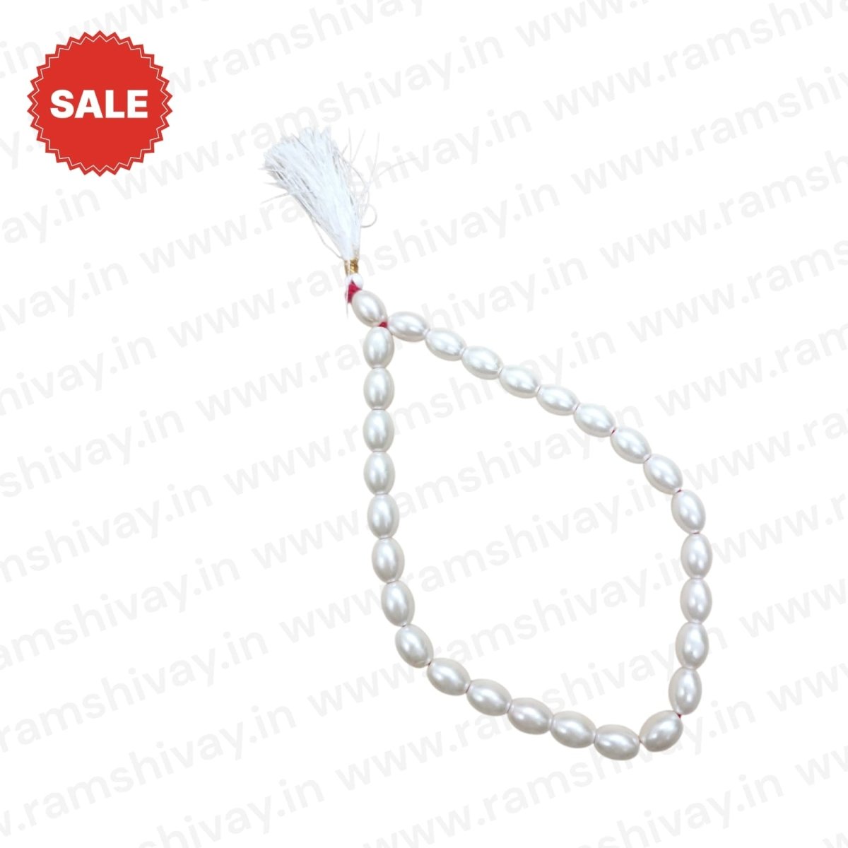 Natural Pearl Mala 27+1 Oval Shaped Beads (11mm) with Lab Certificate | Premium Oval Moti Mala for Jaap & Daily Wear – Ramshivay - Ramshivay