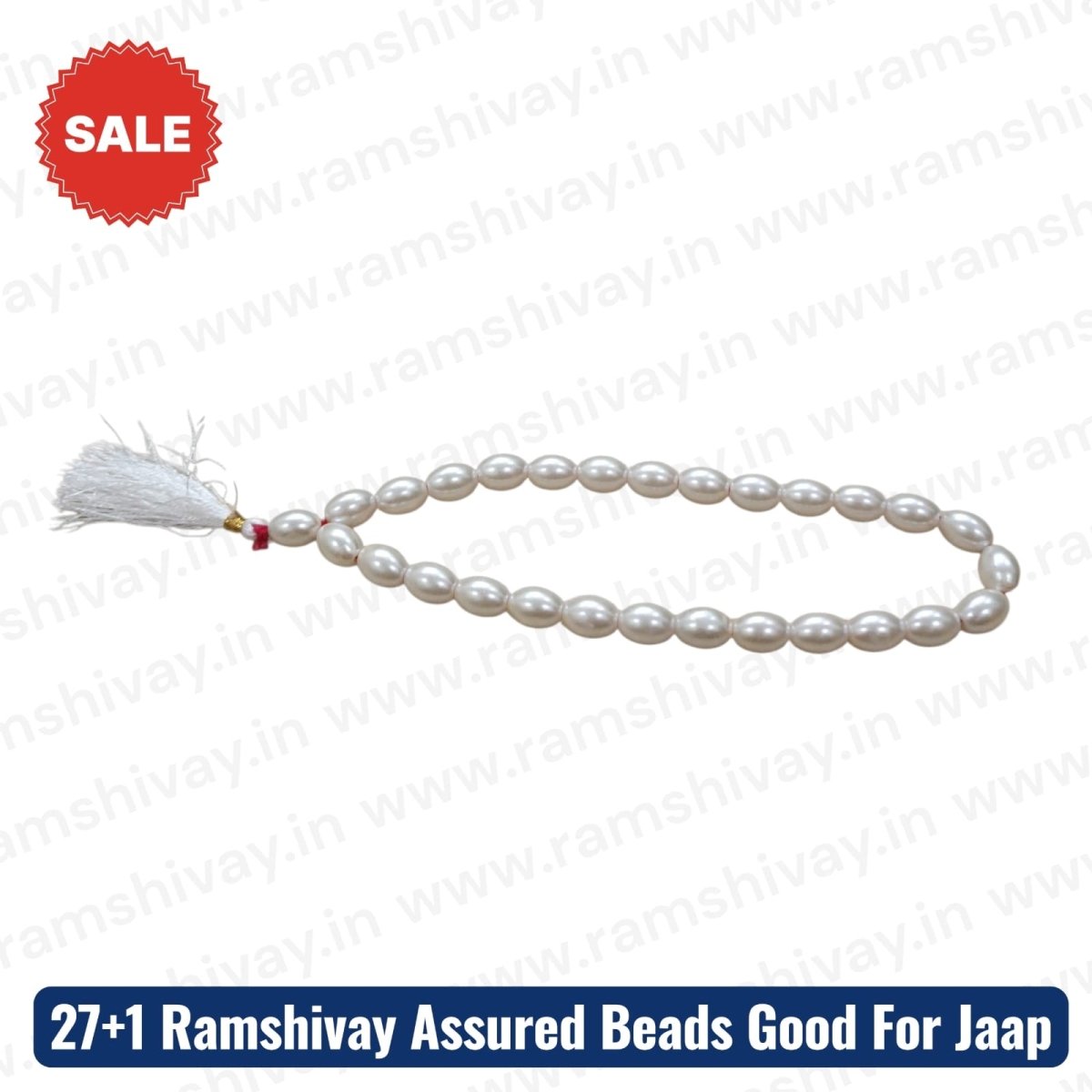 Natural Pearl Mala 27+1 Oval Shaped Beads (11mm) with Lab Certificate | Premium Oval Moti Mala for Jaap & Daily Wear – Ramshivay - Ramshivay