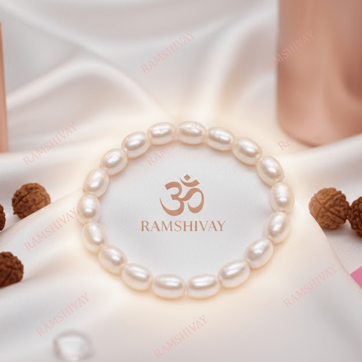 Natural Pearl Moti Bracelet (8mm Round / 11mm Oval) Lab Certified for Peace – Ramshivay - Ramshivay