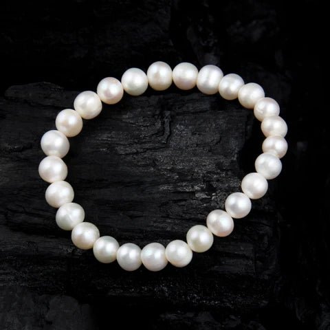 Natural Pearl Moti Bracelet (8mm Round / 11mm Oval) Lab Certified for Peace – Ramshivay - Ramshivay