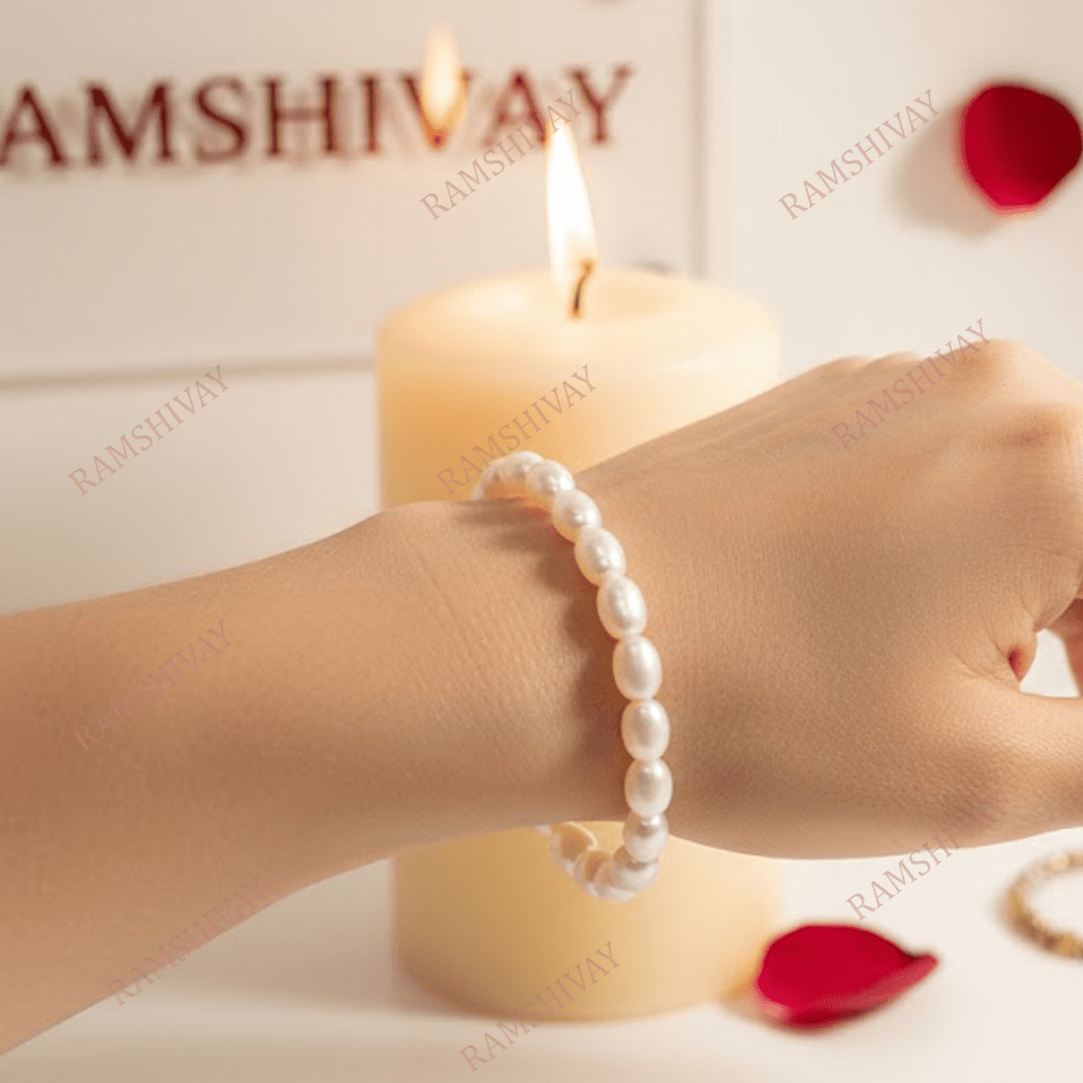 Natural Pearl Moti Bracelet (8mm Round / 11mm Oval) Lab Certified for Peace – Ramshivay - Ramshivay